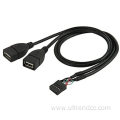 10Pin Female Header Dual USB 2.0 Adapter Cable